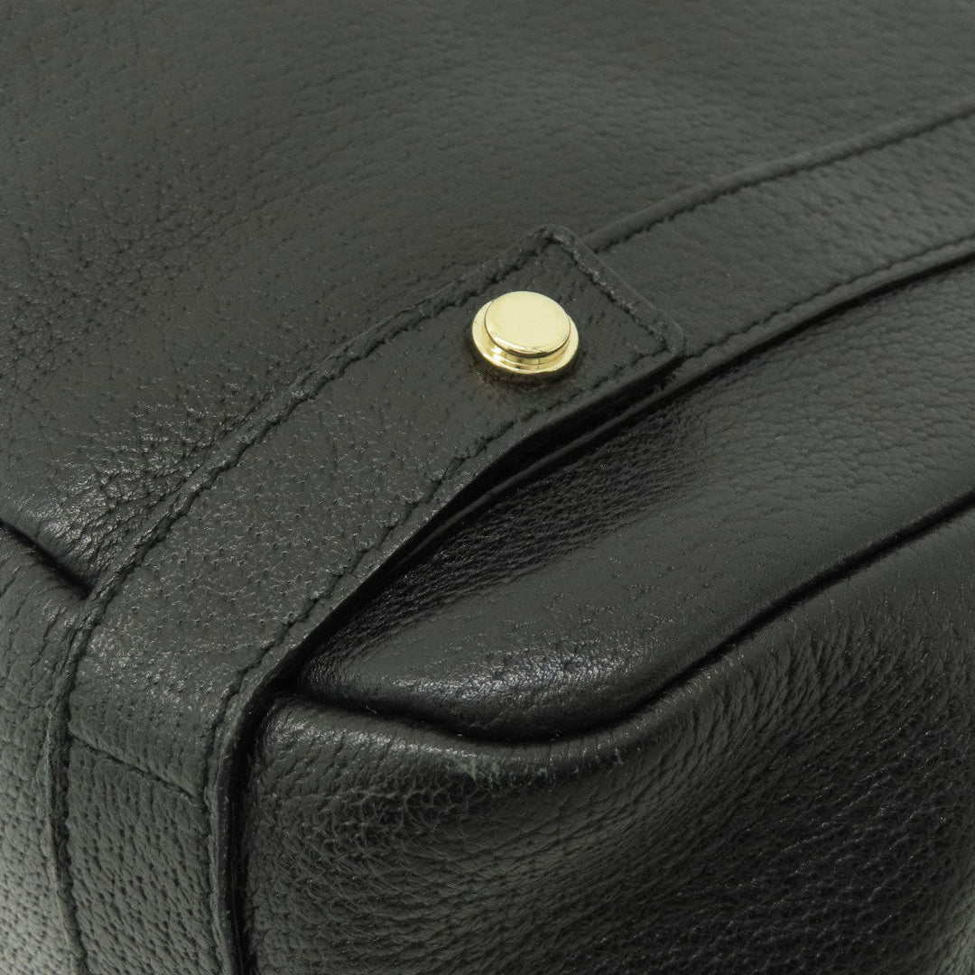 GUCCI Tote Bag 130736 leather black logo Women Used Authentic