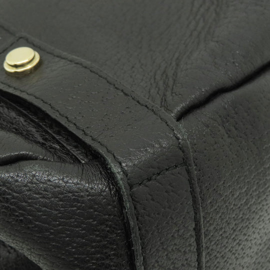 GUCCI Tote Bag 130736 leather black logo Women Used Authentic
