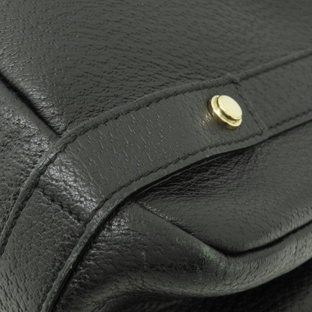 GUCCI Tote Bag 130736 leather black logo Women Used Authentic
