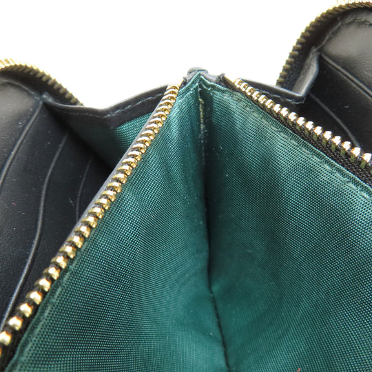 BVLGARI Long Wallet Purse leather black Bulgari Bulgari Zip Around Women Used Authentic