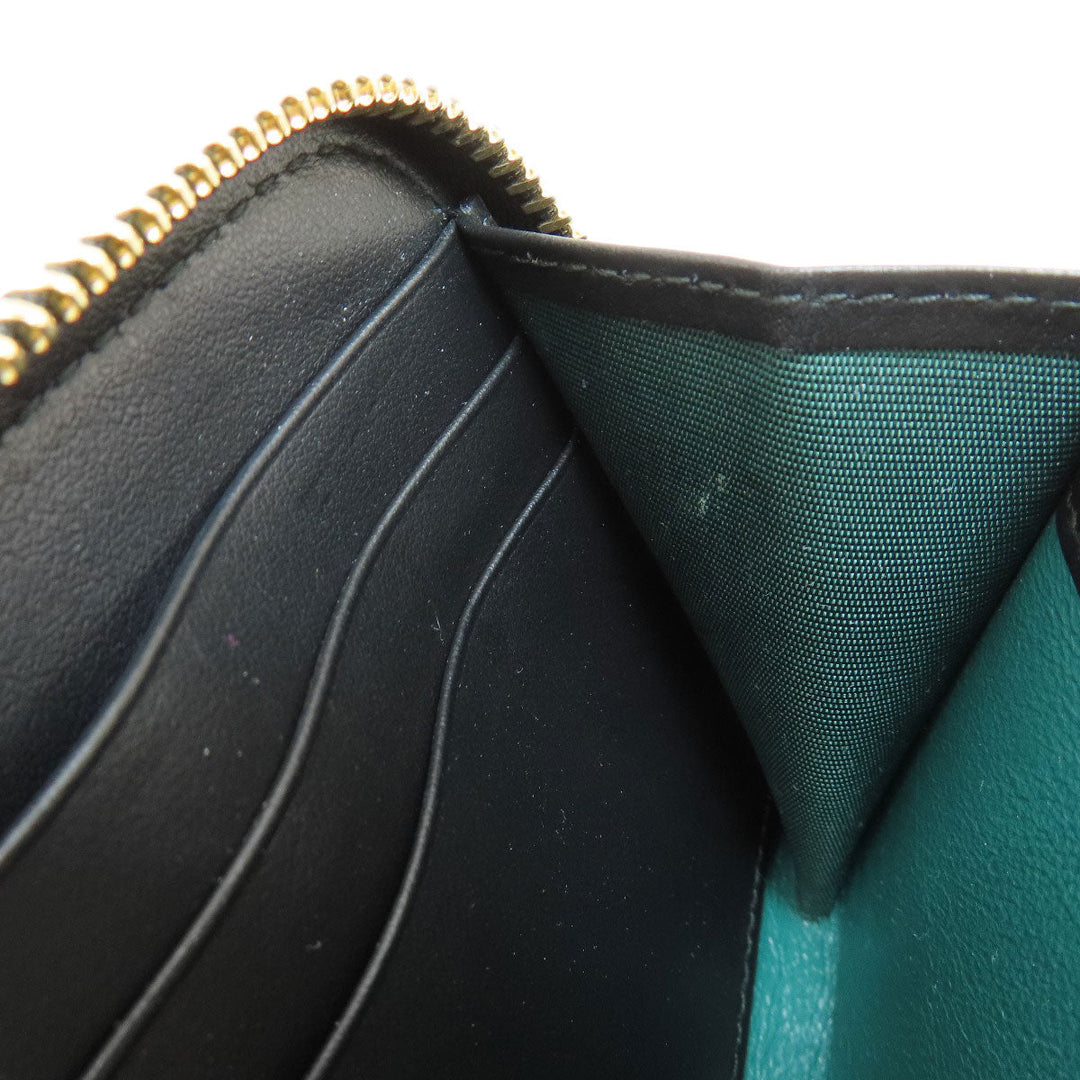 BVLGARI Long Wallet Purse leather black Bulgari Bulgari Zip Around Women Used Authentic