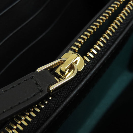 BVLGARI Long Wallet Purse leather black Bulgari Bulgari Zip Around Women Used Authentic