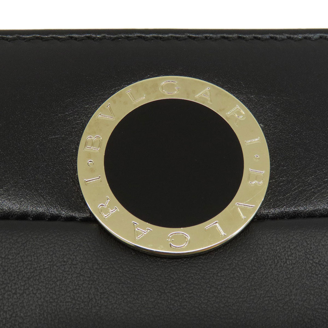 BVLGARI Long Wallet Purse leather black Bulgari Bulgari Zip Around Women Used Authentic