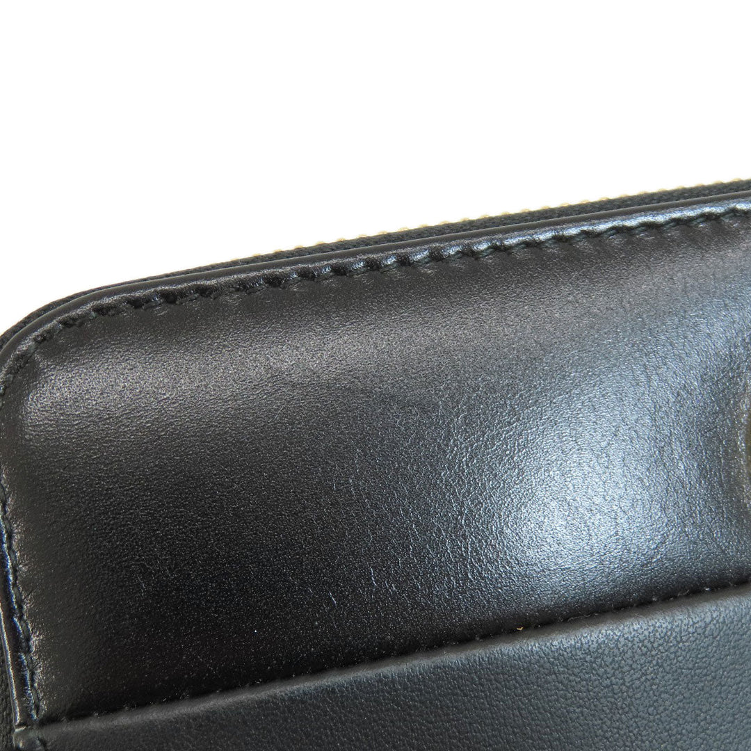 BVLGARI Long Wallet Purse leather black Bulgari Bulgari Zip Around Women Used Authentic