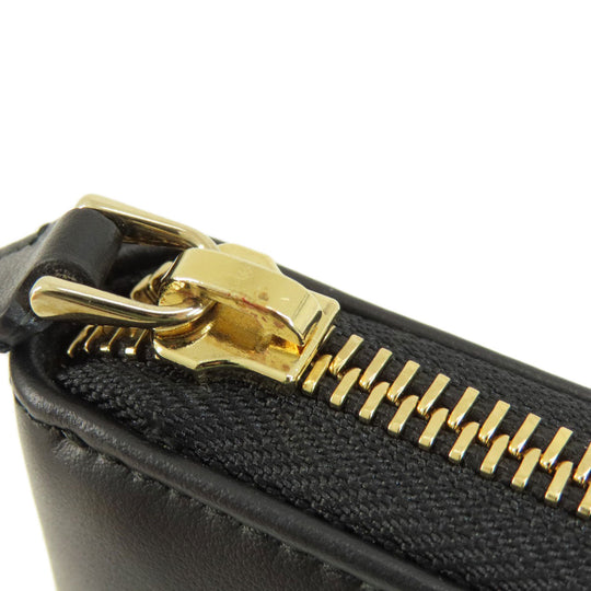 BVLGARI Long Wallet Purse leather black Bulgari Bulgari Zip Around Women Used Authentic