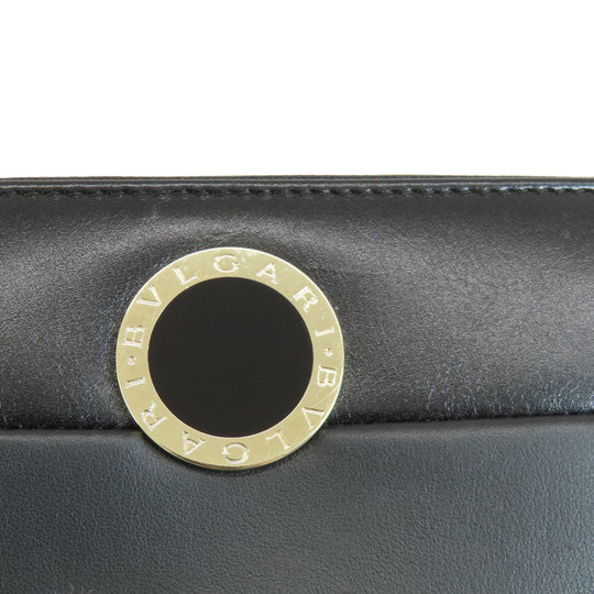 BVLGARI Long Wallet Purse leather black Bulgari Bulgari Zip Around Women Used Authentic