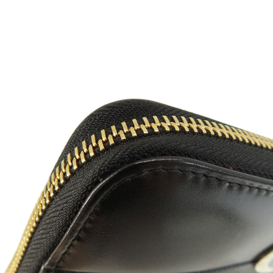 BVLGARI Long Wallet Purse leather black Bulgari Bulgari Zip Around Women Used Authentic