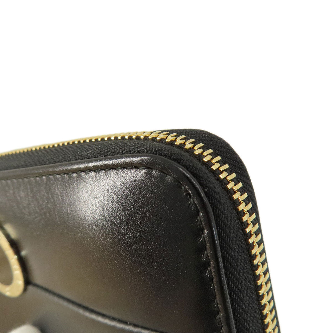 BVLGARI Long Wallet Purse leather black Bulgari Bulgari Zip Around Women Used Authentic