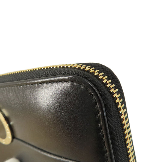 BVLGARI Long Wallet Purse leather black Bulgari Bulgari Zip Around Women Used Authentic