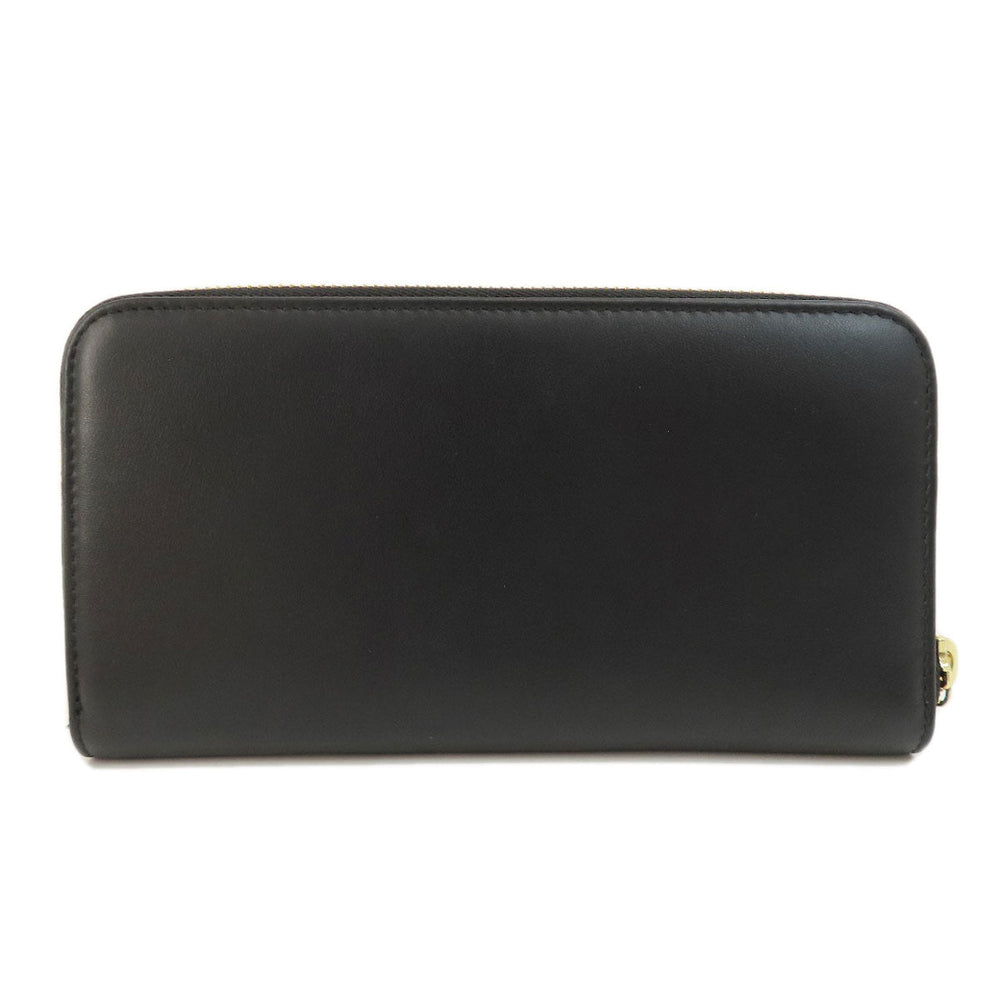 BVLGARI Long Wallet Purse leather black Bulgari Bulgari Zip Around Women Used Authentic