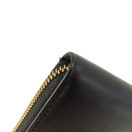 BVLGARI Long Wallet Purse leather black Bulgari Bulgari Zip Around Women Used Authentic