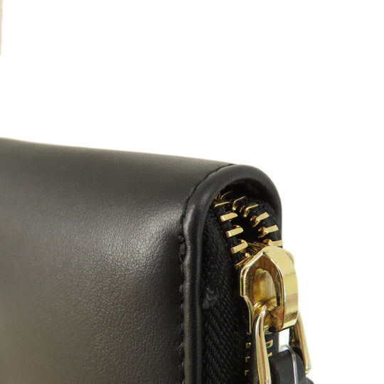 BVLGARI Long Wallet Purse leather black Bulgari Bulgari Zip Around Women Used Authentic