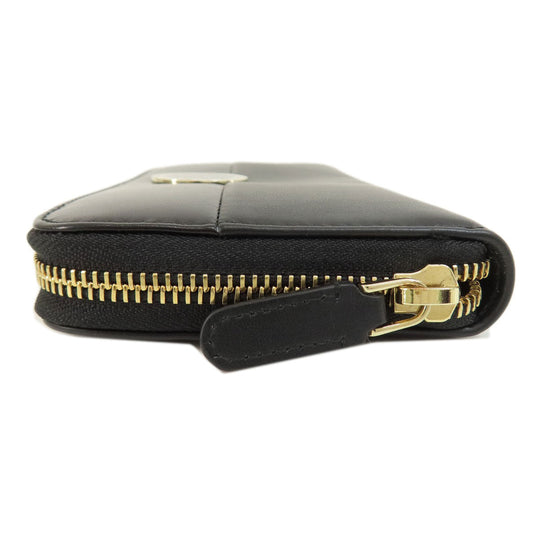BVLGARI Long Wallet Purse leather black Bulgari Bulgari Zip Around Women Used Authentic