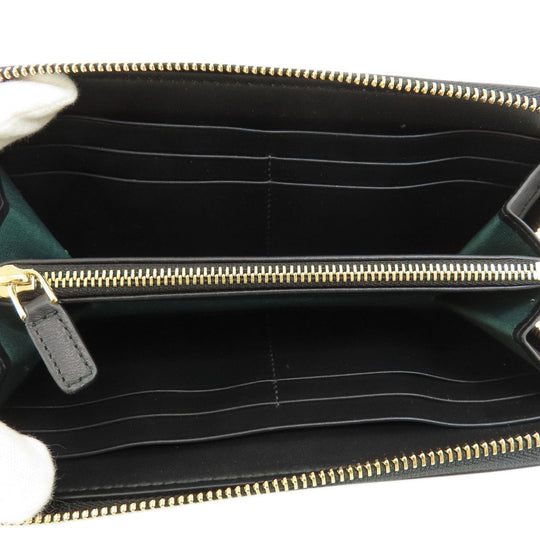 BVLGARI Long Wallet Purse leather black Bulgari Bulgari Zip Around Women Used Authentic