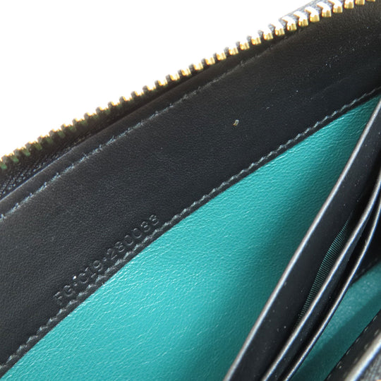 BVLGARI Long Wallet Purse leather black Bulgari Bulgari Zip Around Women Used Authentic