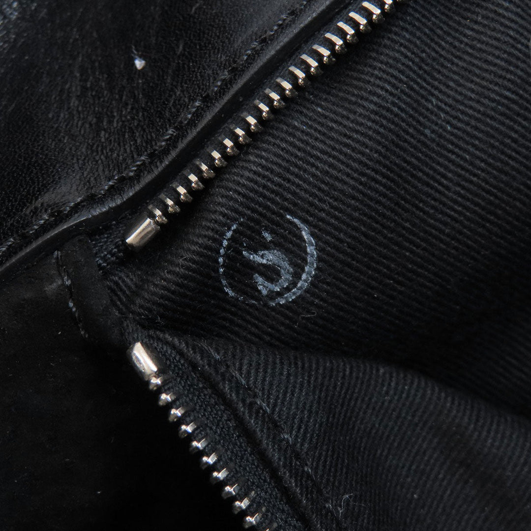 HIROFU Tote Bag leather black logo Women Used Authentic