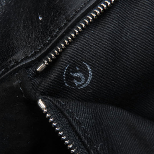 HIROFU Tote Bag leather black logo Women Used Authentic