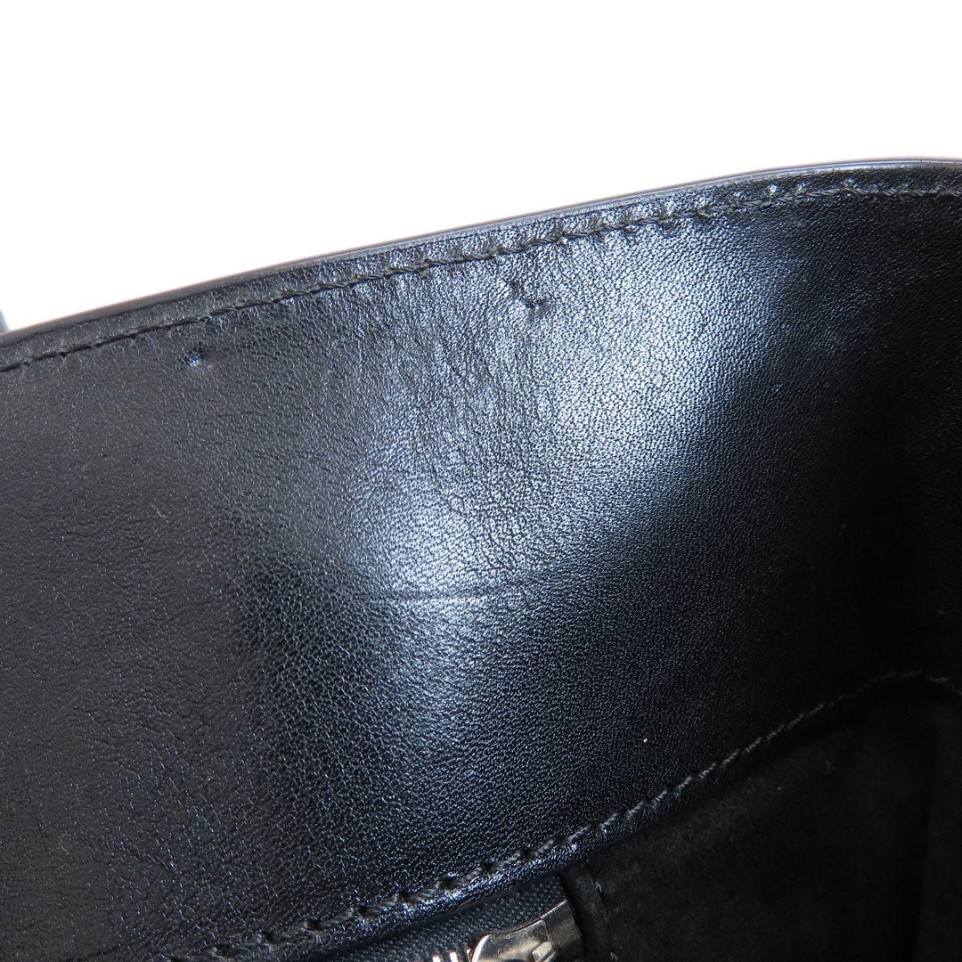 HIROFU Tote Bag leather black logo Women Used Authentic
