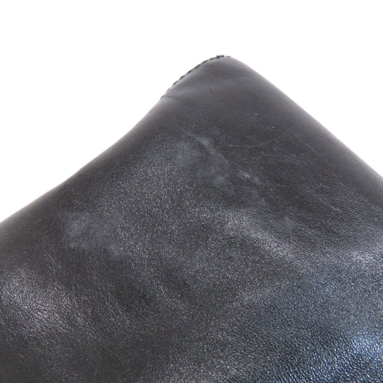 HIROFU Tote Bag leather black logo Women Used Authentic