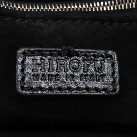 HIROFU Tote Bag leather black logo Women Used Authentic