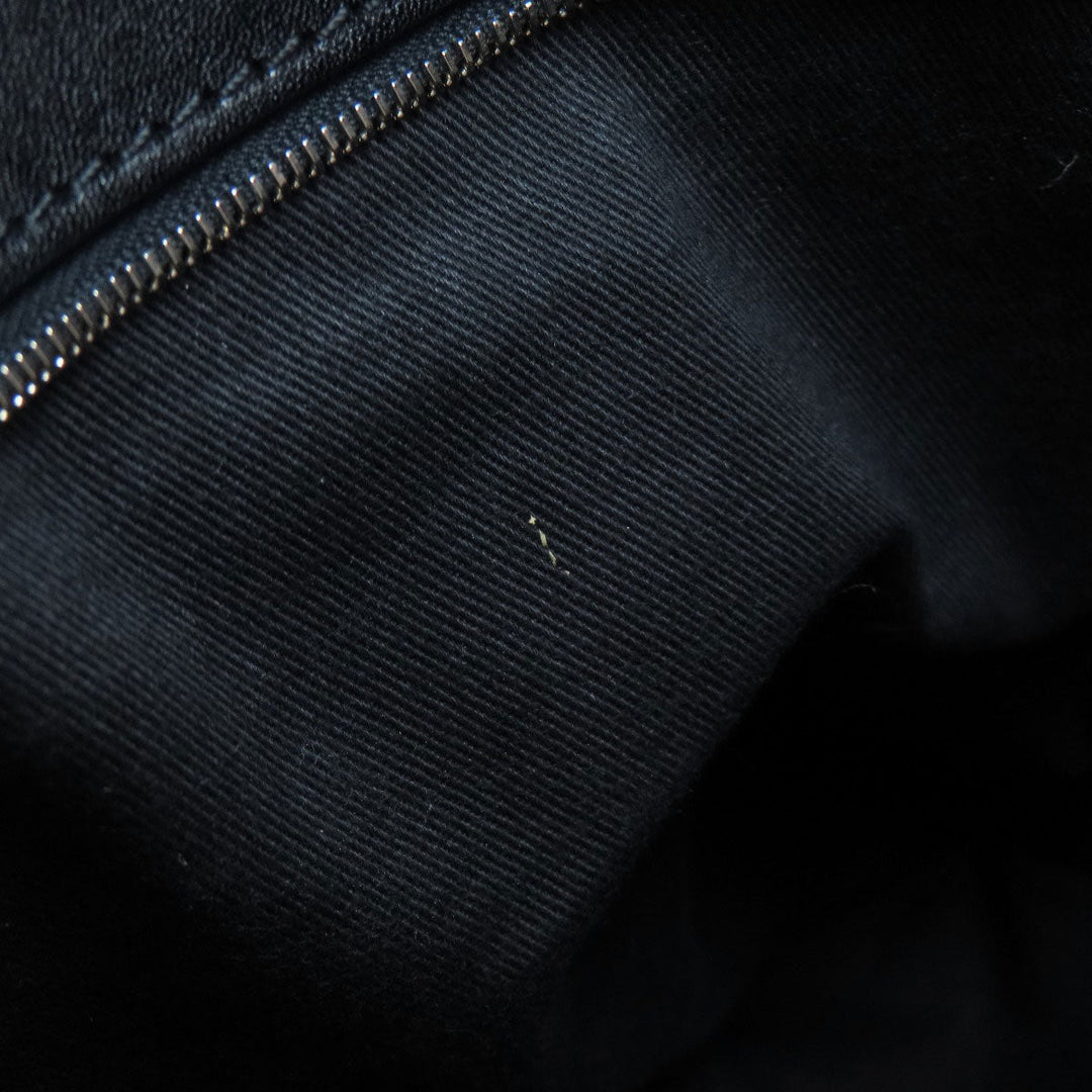 HIROFU Tote Bag leather black logo Women Used Authentic