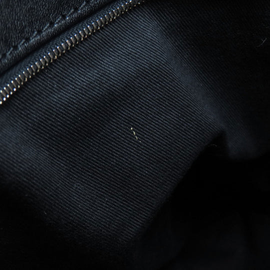 HIROFU Tote Bag leather black logo Women Used Authentic