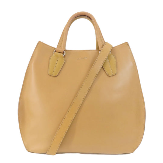 HIROFU Handbag leather Brown 2WAY Women Used Authentic