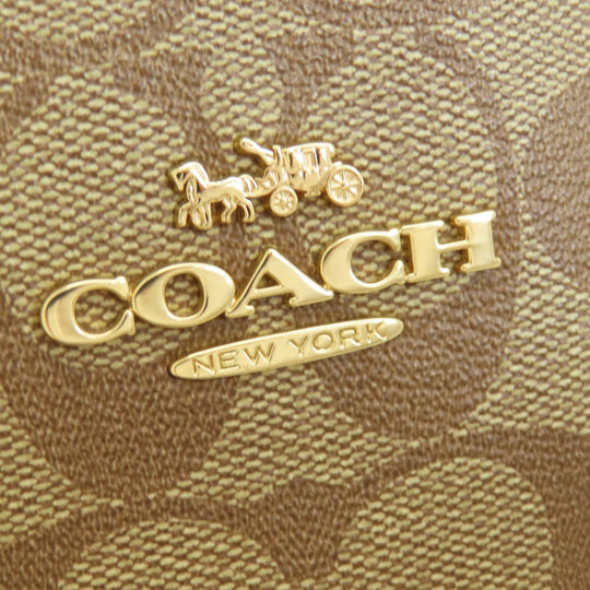 COACH Tote Bag F88233 PVC Brown Signature Women Used Authentic