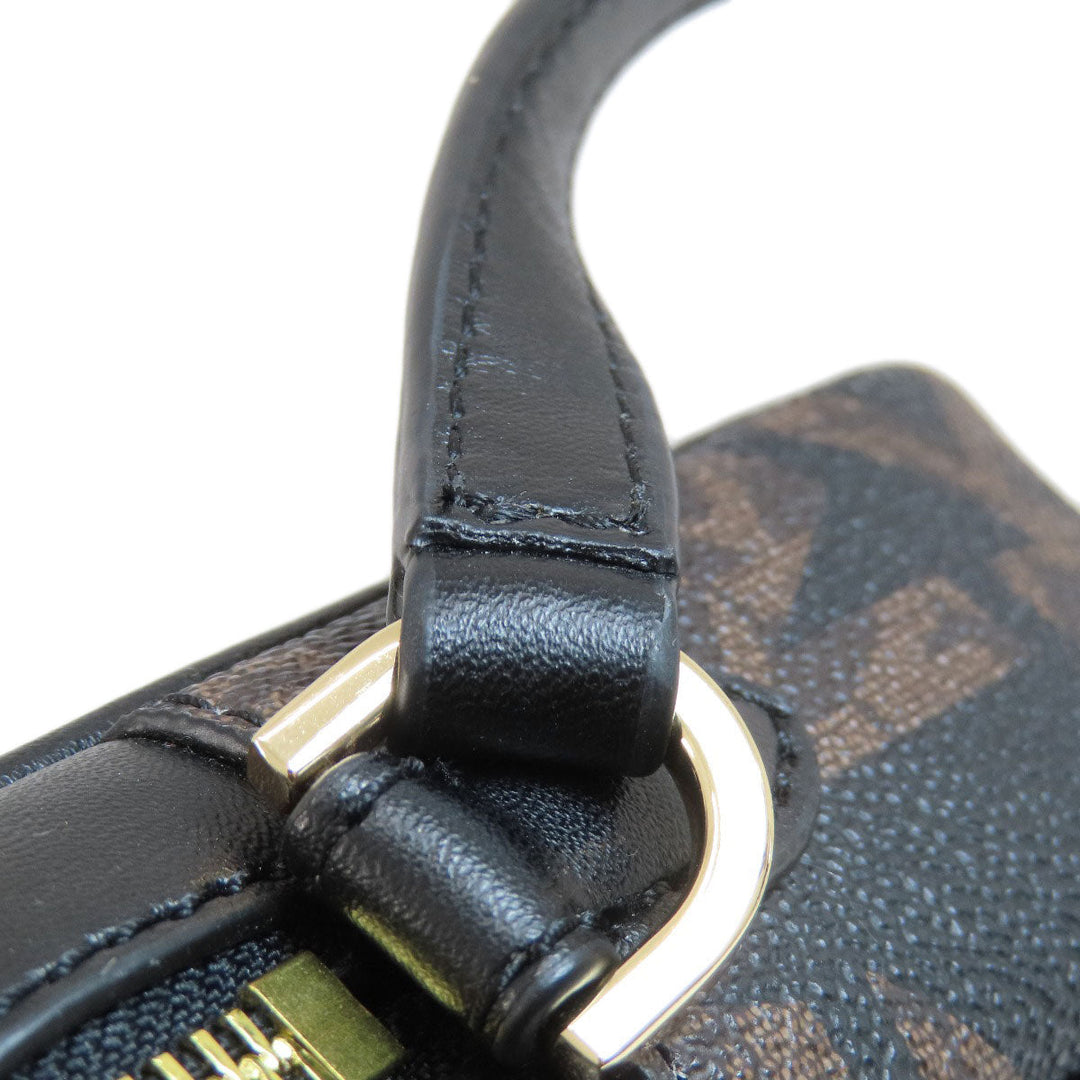 MICHAEL KORS Shoulder Bag Leather, Coated Canvas black MK signature Women Used Authentic
