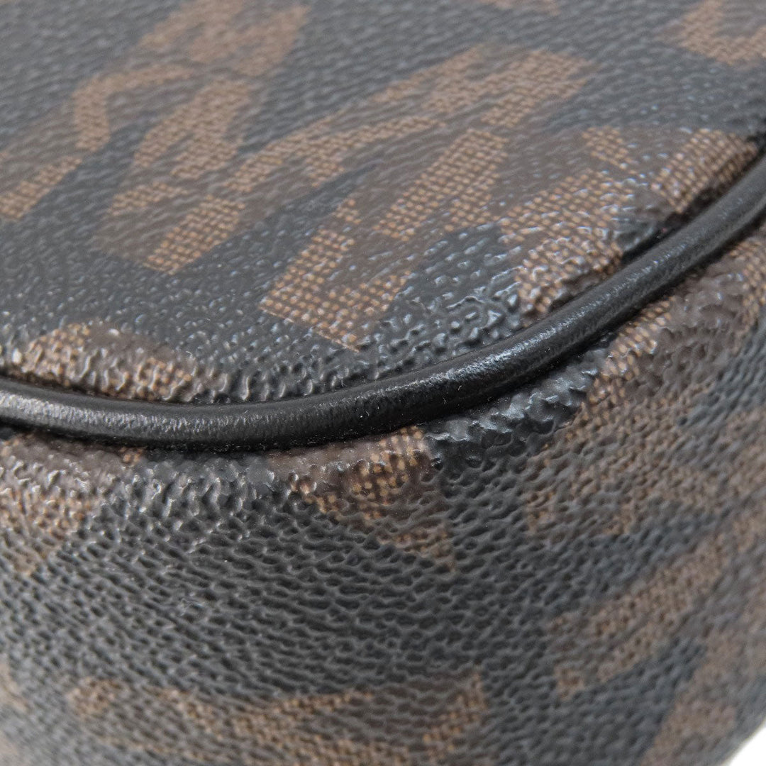 MICHAEL KORS Shoulder Bag Leather, Coated Canvas black MK signature Women Used Authentic