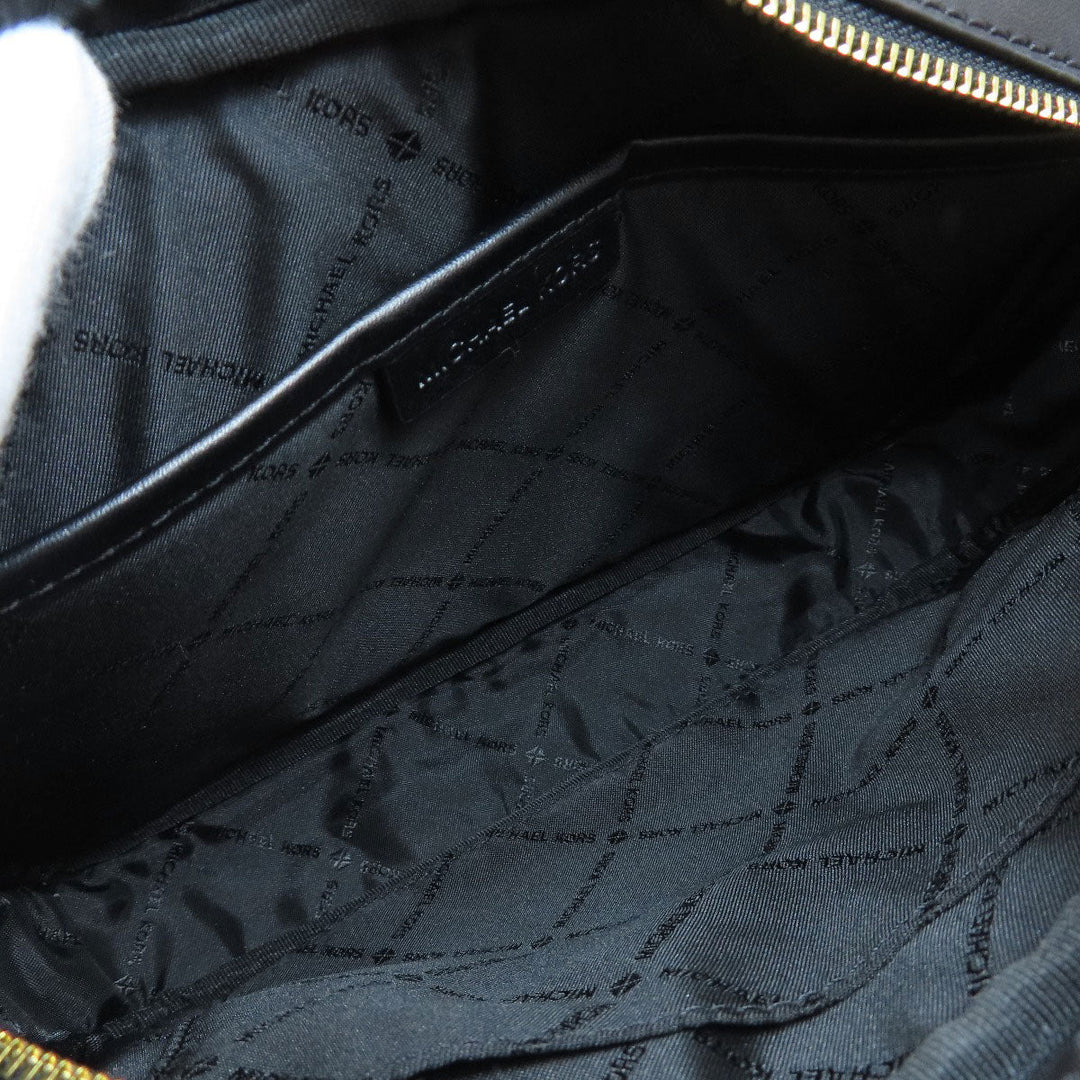 MICHAEL KORS Shoulder Bag Leather, Coated Canvas black MK signature Women Used Authentic
