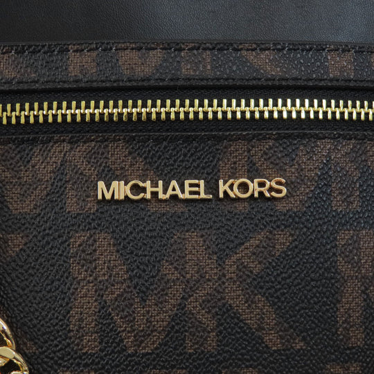 MICHAEL KORS Shoulder Bag Leather, Coated Canvas black MK signature Women Used Authentic
