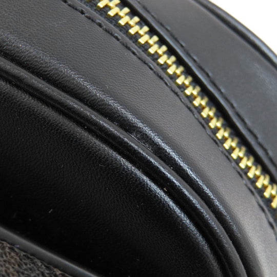 MICHAEL KORS Shoulder Bag Leather, Coated Canvas black MK signature Women Used Authentic