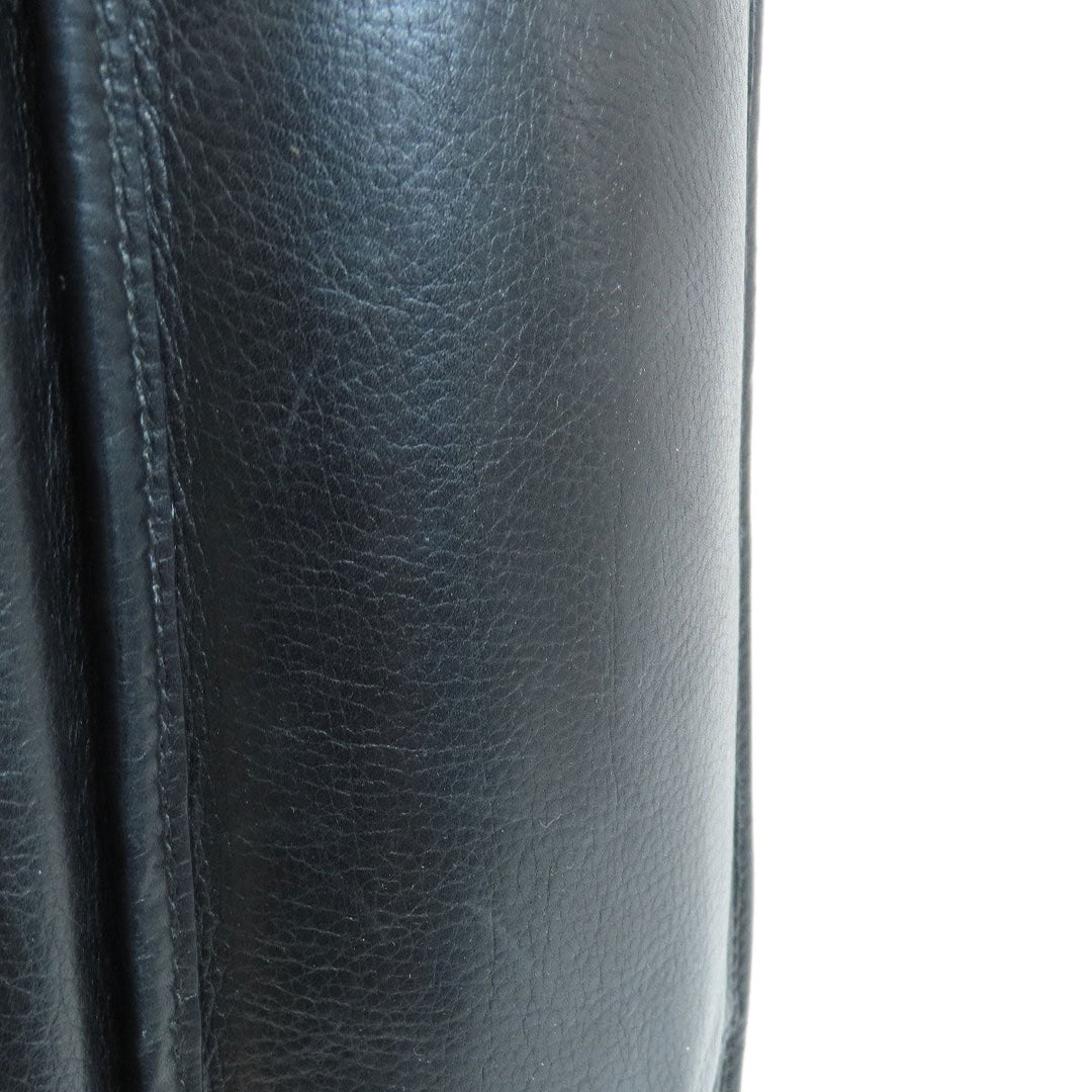 BALLY Shoulder Bag leather black stripe Women Used Authentic