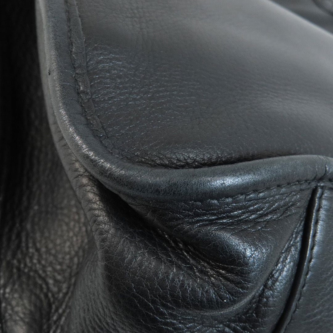 BALLY Shoulder Bag leather black stripe Women Used Authentic
