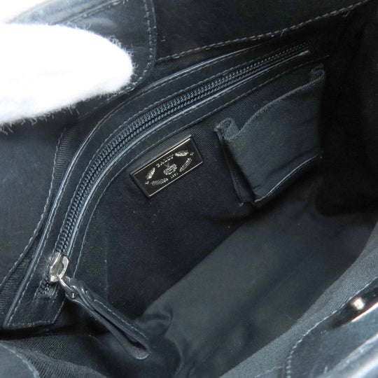 BALLY Shoulder Bag leather black stripe Women Used Authentic