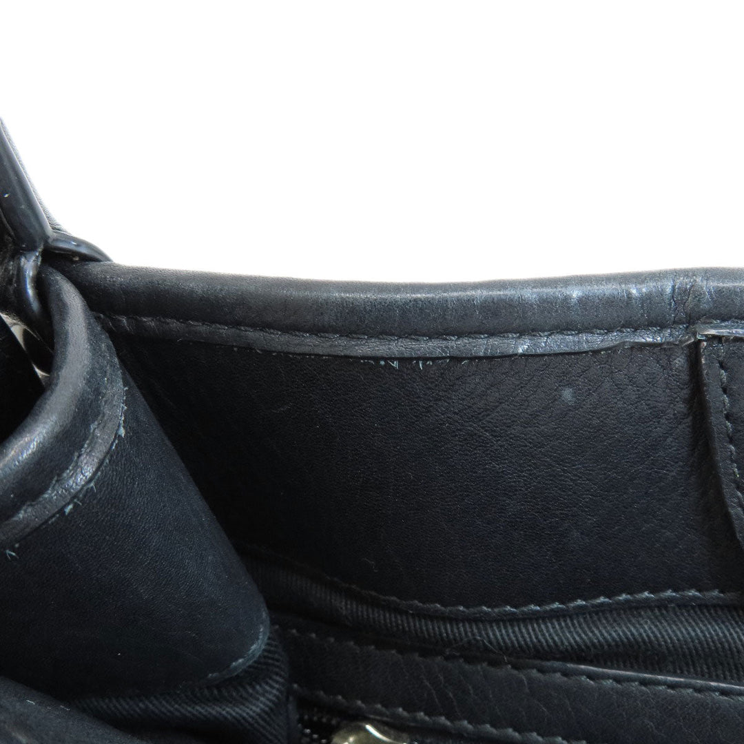 BALLY Shoulder Bag leather black stripe Women Used Authentic