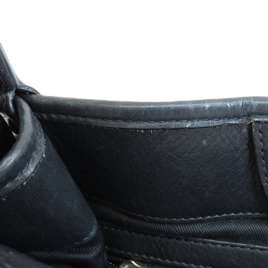 BALLY Shoulder Bag leather black stripe Women Used Authentic