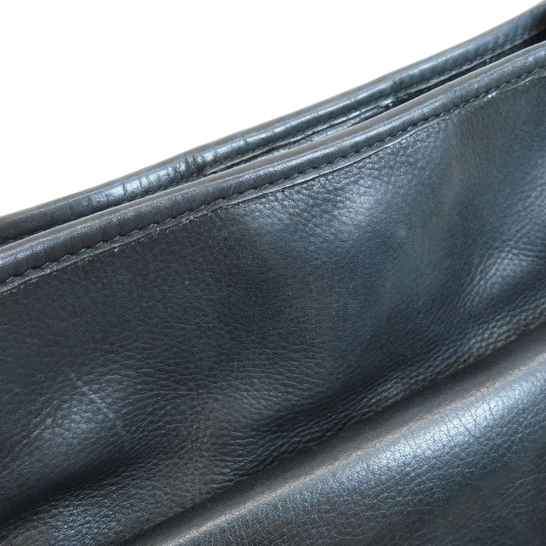 BALLY Shoulder Bag leather black stripe Women Used Authentic