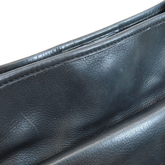 BALLY Shoulder Bag leather black stripe Women Used Authentic