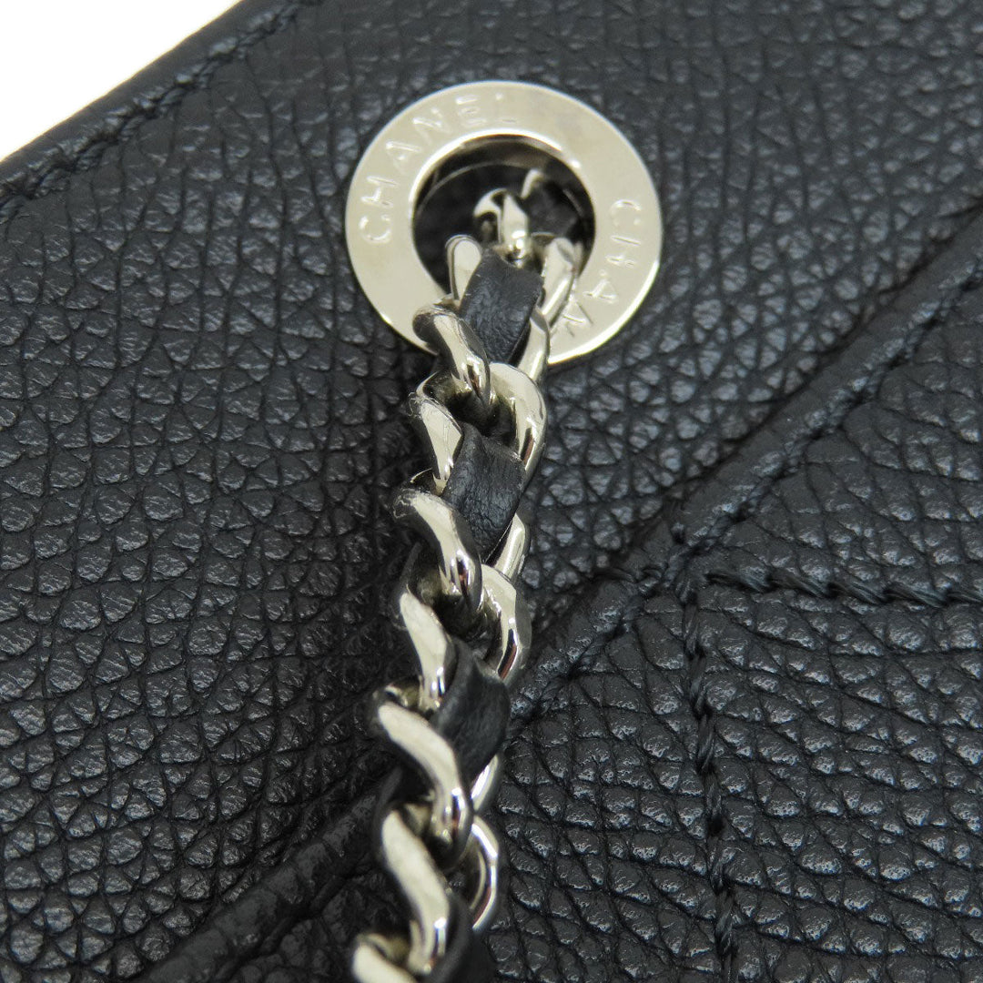 CHANEL Tote Bag Calfskin black Chain Bag COCO Mark SilverMetal