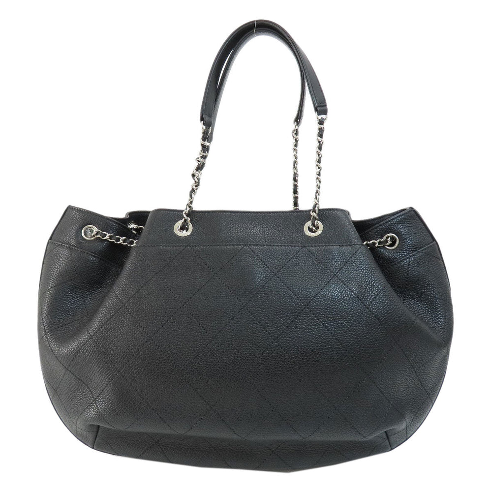 CHANEL Tote Bag Calfskin black Chain Bag COCO Mark SilverMetal