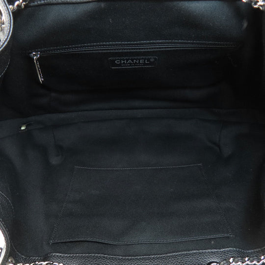 CHANEL Tote Bag Calfskin black Chain Bag COCO Mark SilverMetal