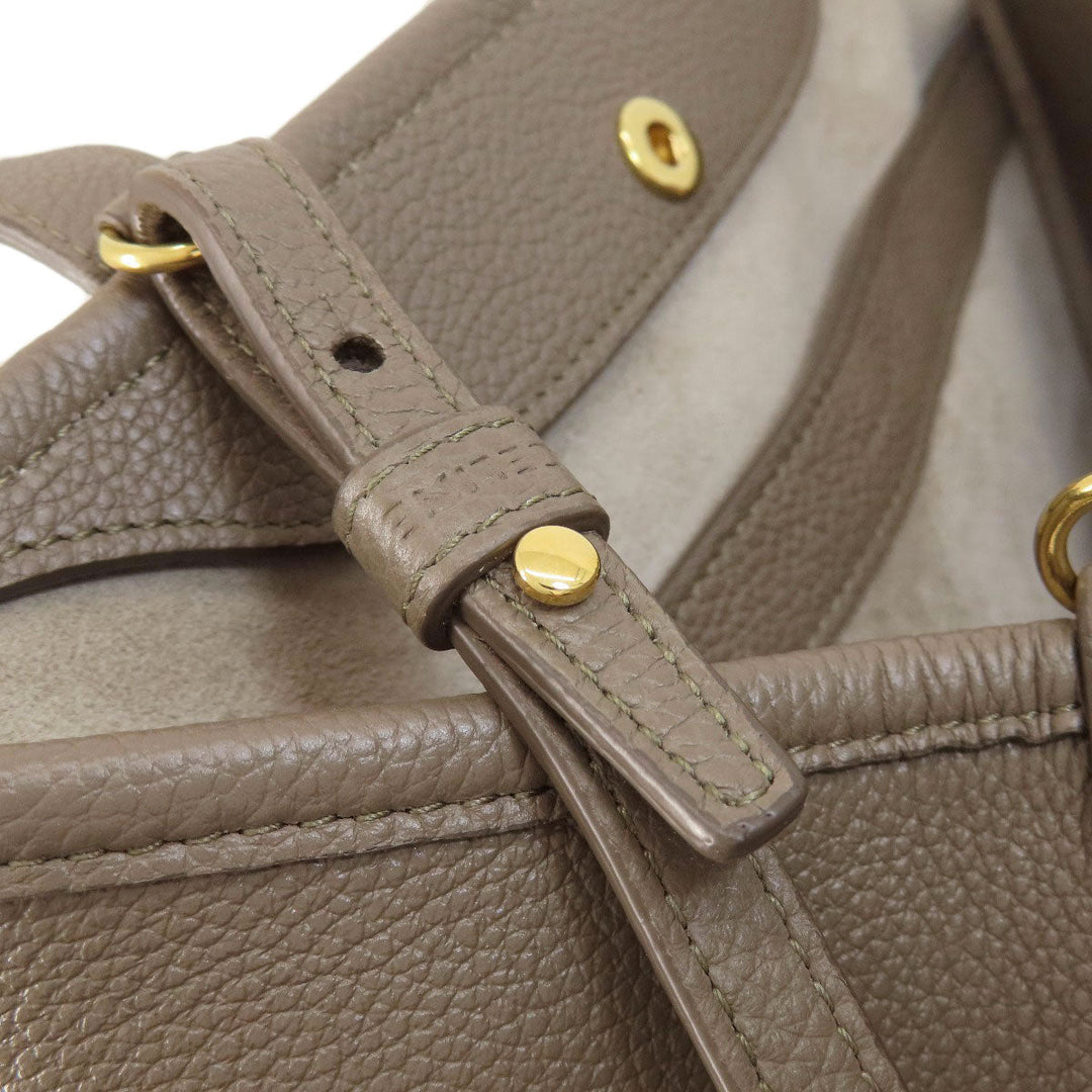 CELINE Tote Bag Calfskin Brown logo 2WAY Women Used Authentic