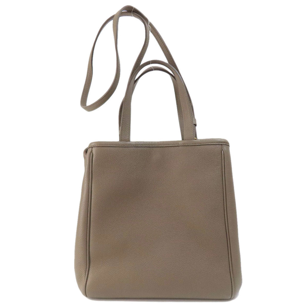 CELINE Tote Bag Calfskin Brown logo 2WAY Women Used Authentic