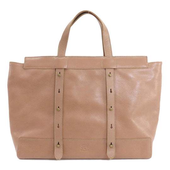 IL BISONTE Tote Bag leather Brown logo Women Used Authentic