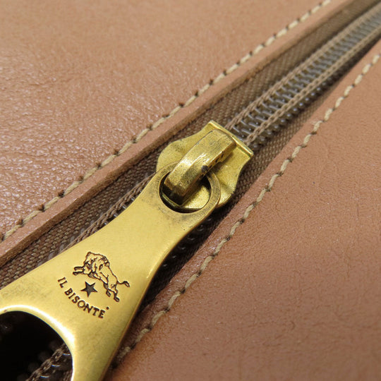 IL BISONTE Tote Bag leather Brown logo Women Used Authentic