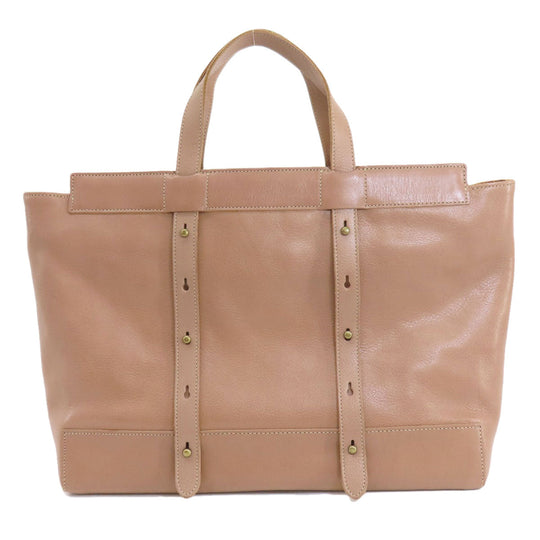 IL BISONTE Tote Bag leather Brown logo Women Used Authentic