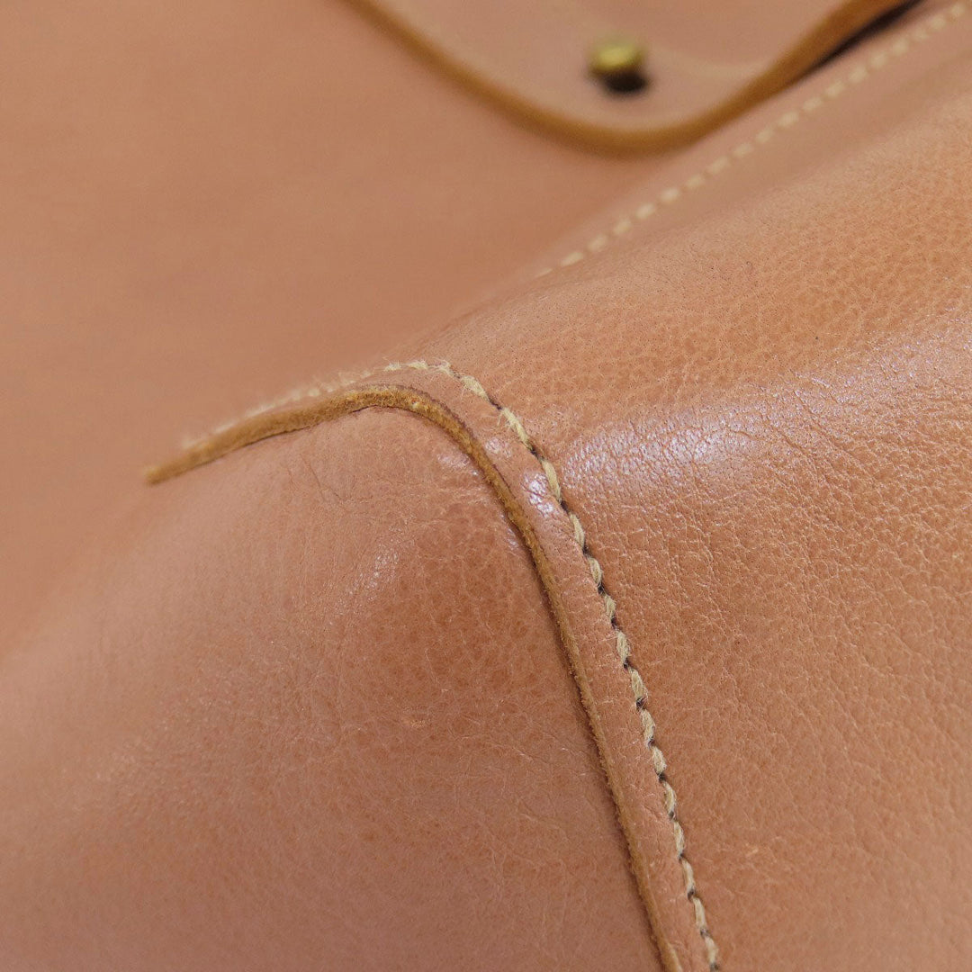 IL BISONTE Tote Bag leather Brown logo Women Used Authentic