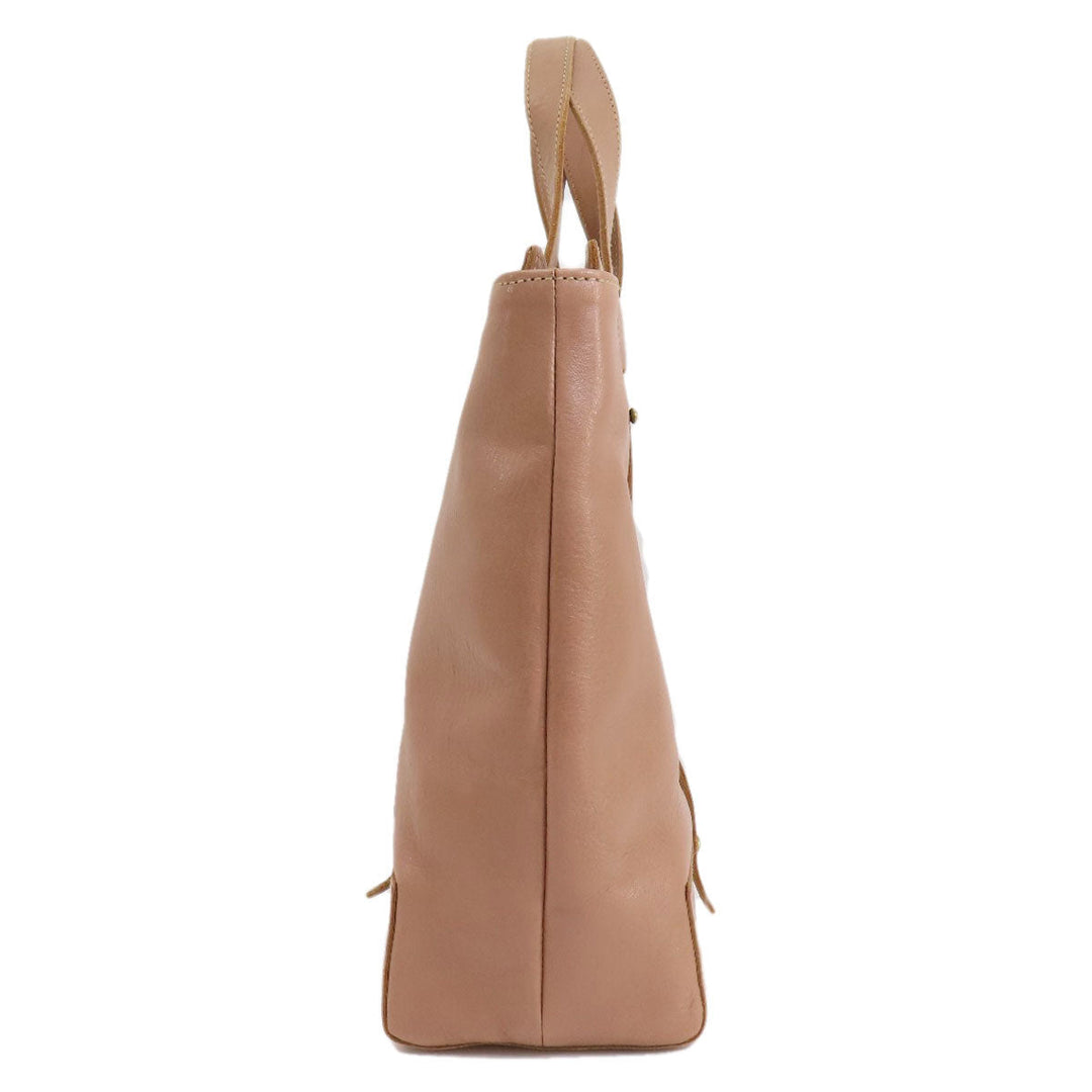 IL BISONTE Tote Bag leather Brown logo Women Used Authentic